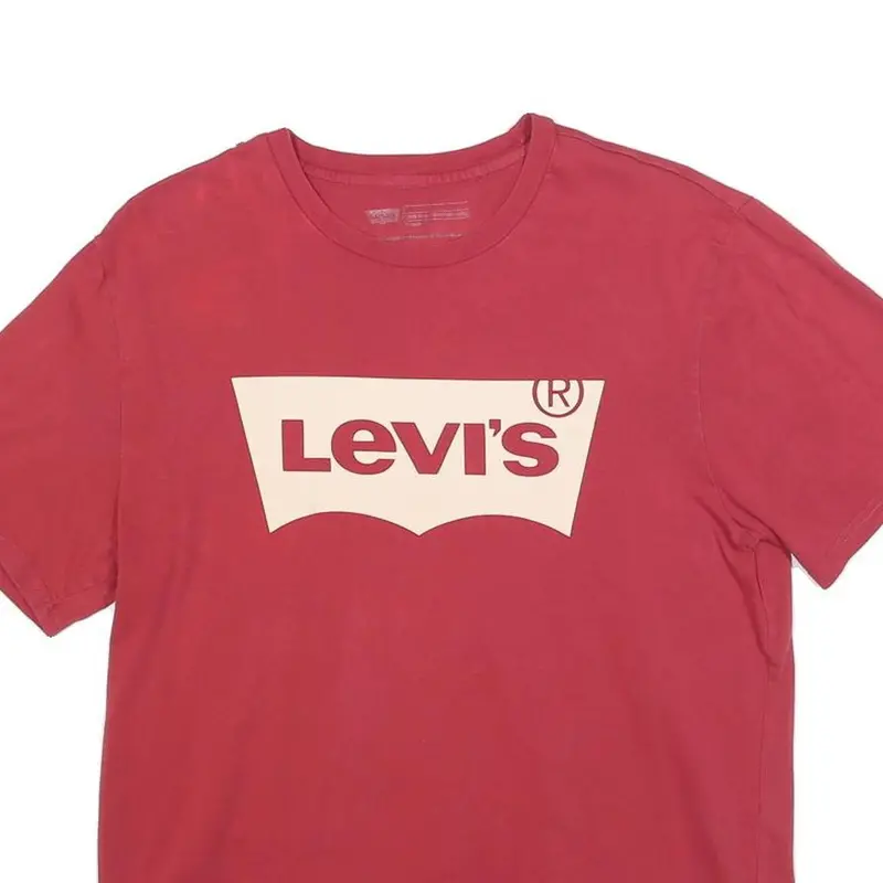 Levi's Mens Red Cotton Blend T-Shirt S Short Sleeve Crew Neck Logo Print 2