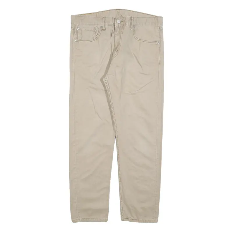 Levi's Mens Regular Beige Cotton Blend Zip Trousers W33 L27 Classic Straight Fit 1