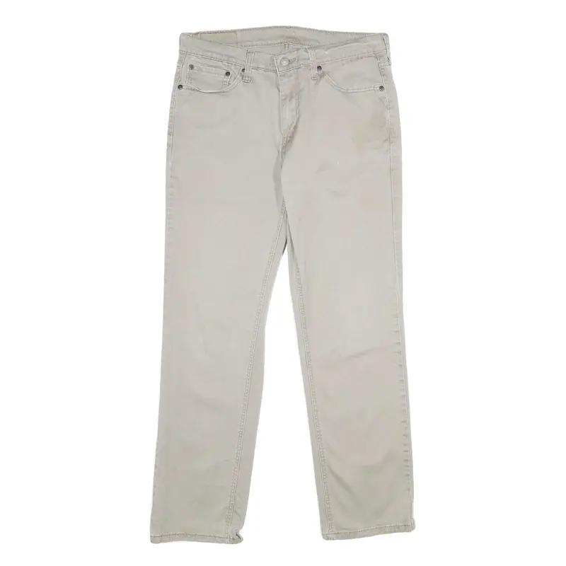 Levi's Mens Regular Beige Trousers W32 L32 Cotton Blend Zip Classic Straight 1