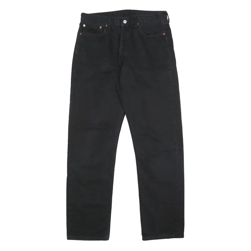 Levi's Mens Regular Black Jeans Cotton Button W34 L31 Classic Straight Fit Denim 1