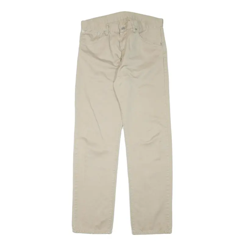 Levis Mens Regular Fit Beige Cotton Blend Trousers W32 L30 Casual Button Closure 1