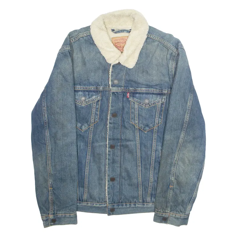 Levi's Mens Sherpa Lined Denim Jacket Blue M 1