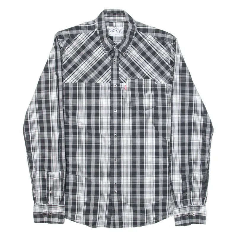 Levi's Mens Shirt Blue Check Long Sleeve M 1