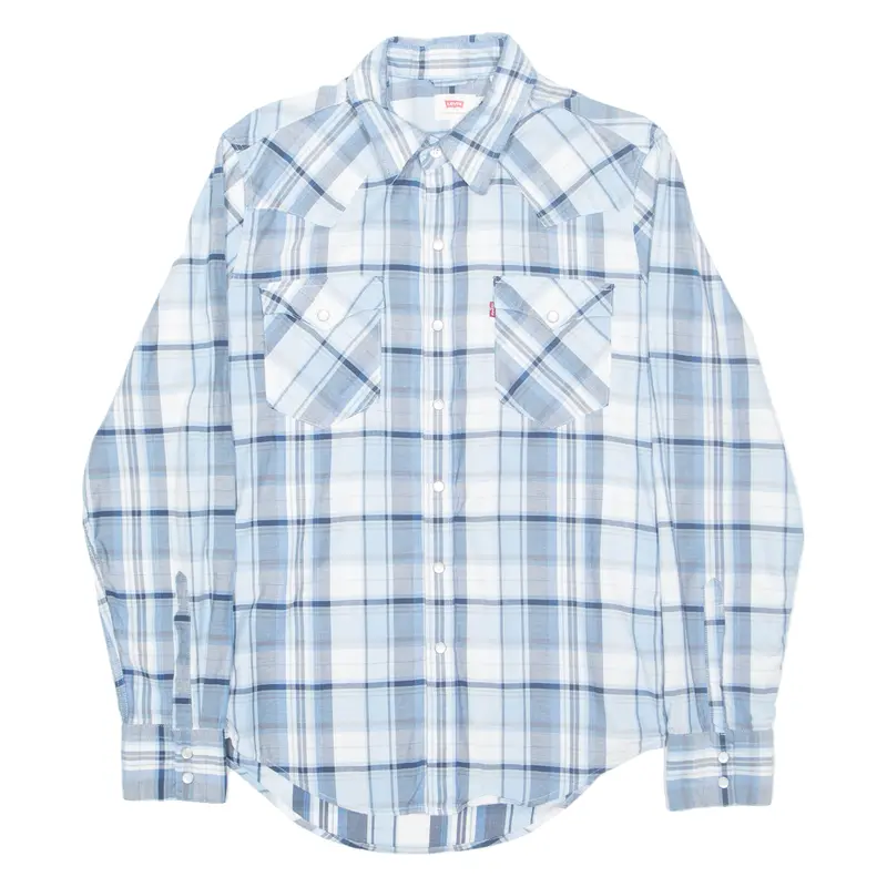 Levi's Mens Shirt Blue Check Long Sleeve S 1