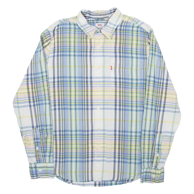 Levi's Mens Shirt Blue Check Long Sleeve S 1