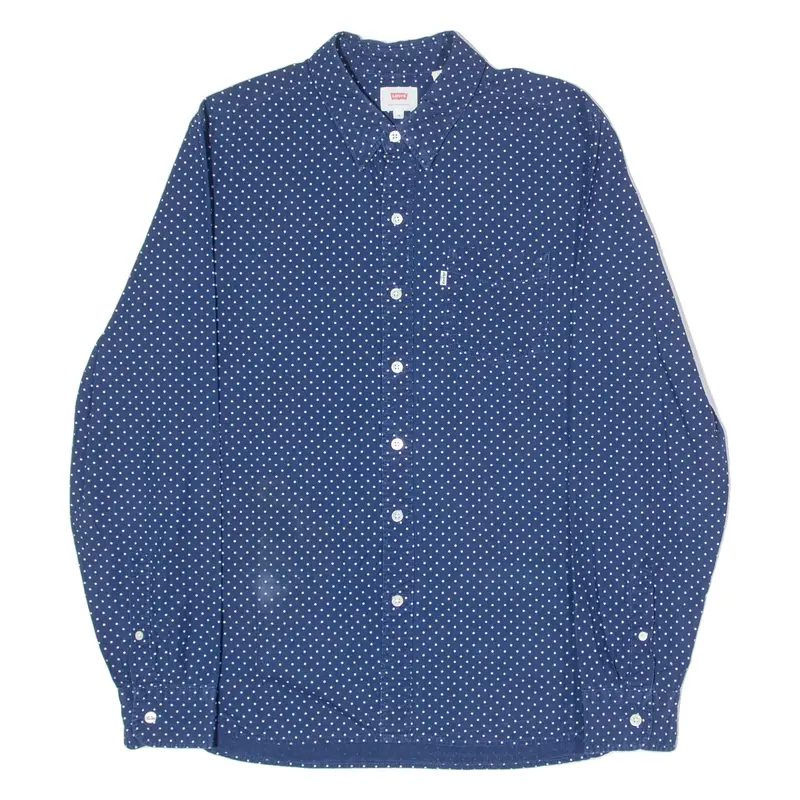 Levi's Mens Shirt Blue Spotted Long Sleeve M 1