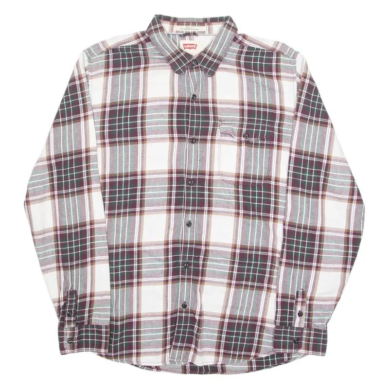 Levi's Mens Shirt Maroon Check Long Sleeve Xl 1