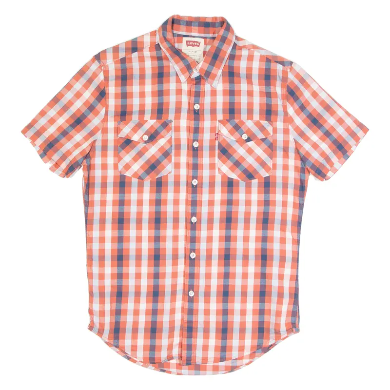 Levi's Mens Shirt Red Check Short Sleeve S 1