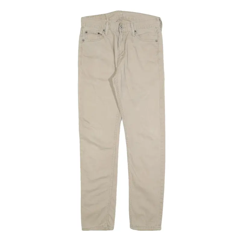 Levi's Mens Slim Beige Cotton Blend Zip Trousers W30 L32 Casual Straight Fit 1