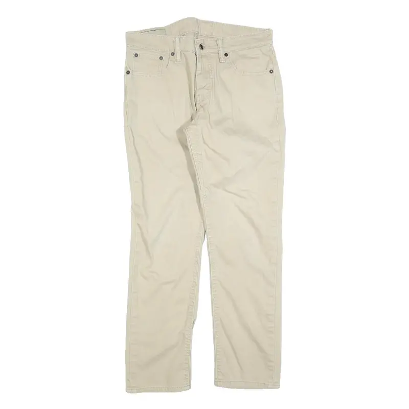 Levi's Mens Slim Cotton Blend Beige Trousers W30 L26 Classic Zip Casual Stylish 1