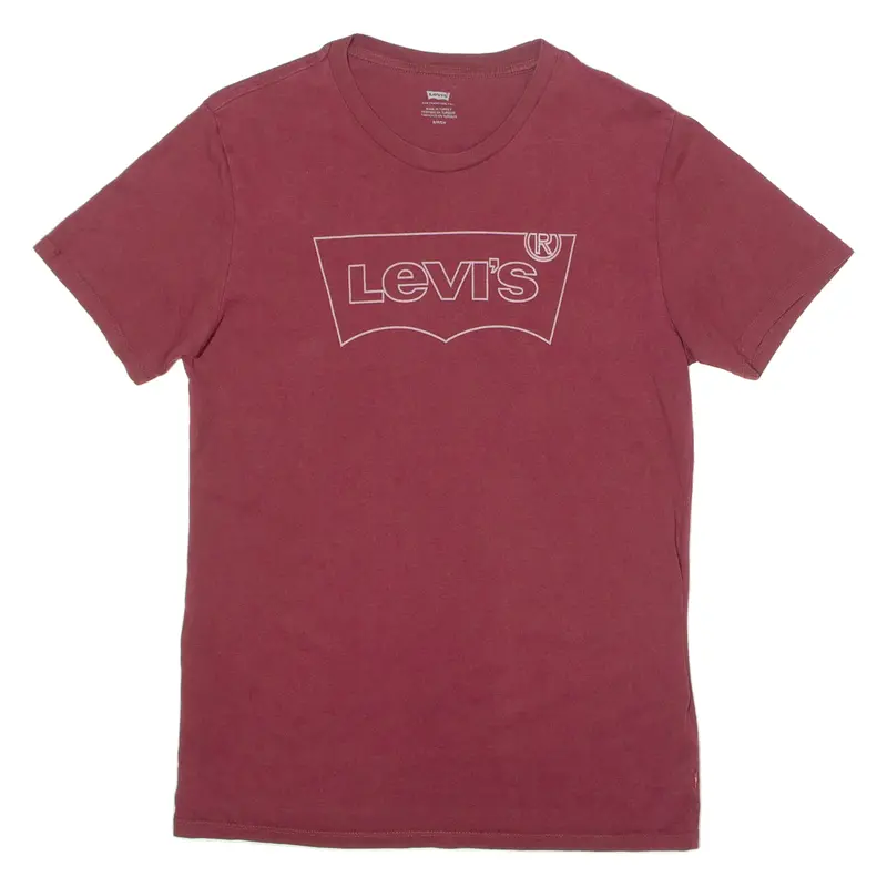 Levi's Mens T-Shirt Maroon Crew Neck S 1