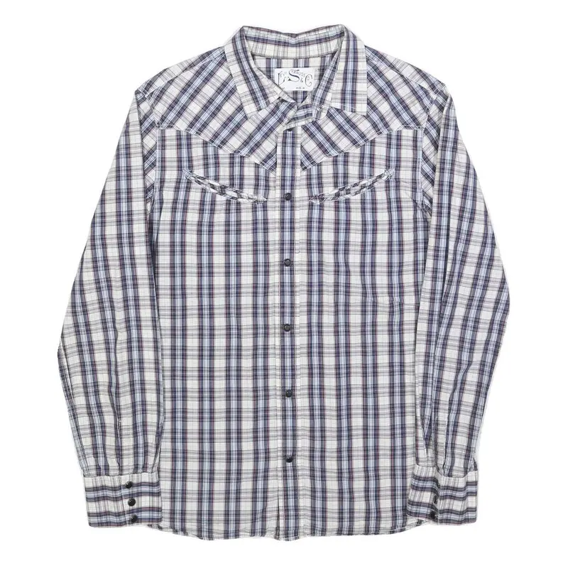 Levi's Mens White Blue Check Shirt M Cotton Blend Casual Smart Checked 1