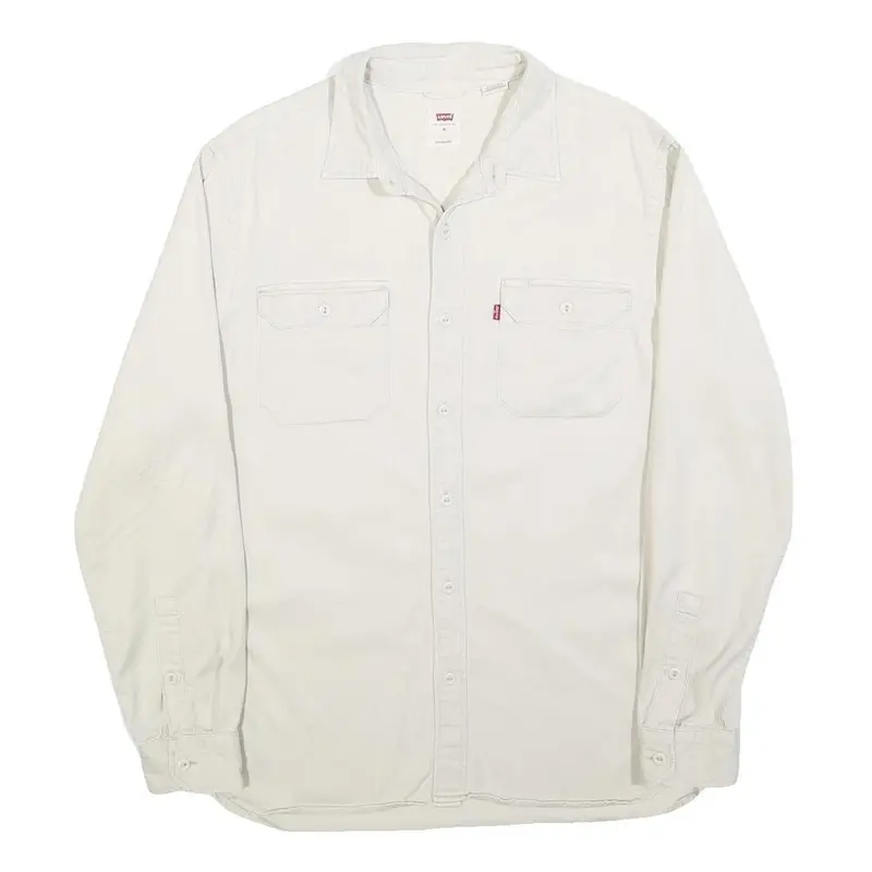 Levi's Mens White Cotton Shirt M Casual Long Sleeve Button Pocket Classic 1