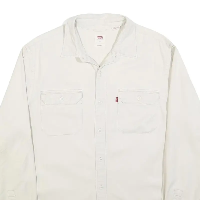 Levi's Mens White Cotton Shirt M Casual Long Sleeve Button Pocket Classic 2