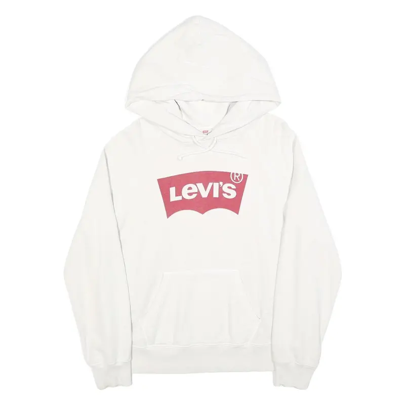 Levi's Mens White Hoodie S Cotton Blend Pullover Casual Sweatshirt 1