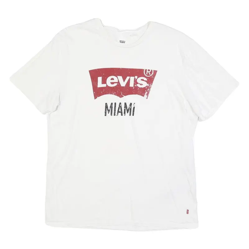 Levi's Mens White Red Logo Miami Graphic T-Shirt L Short Sleeve Crew Neck 1