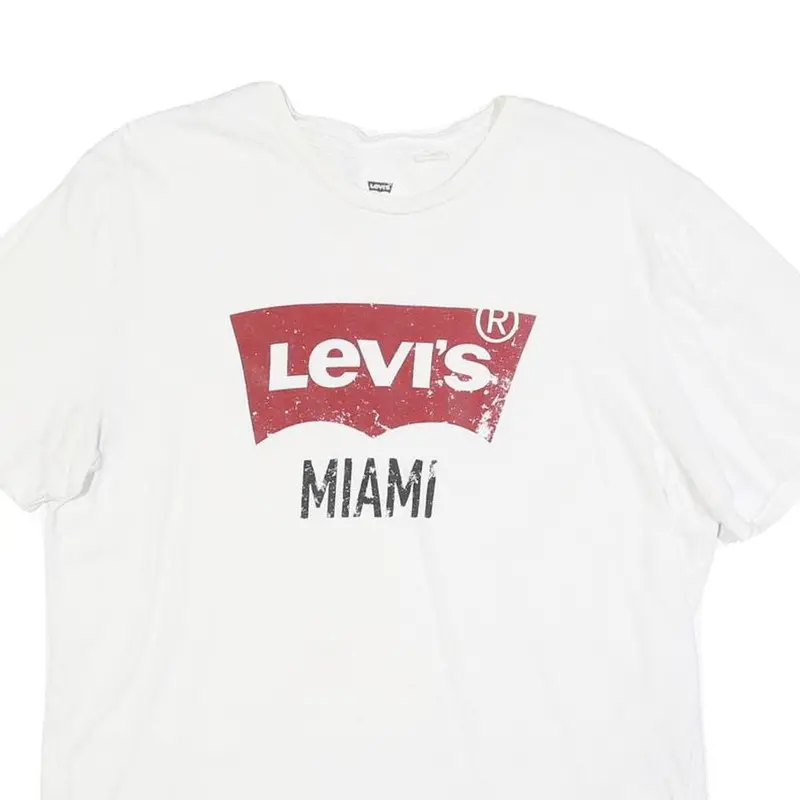 Levi's Mens White Red Logo Miami Graphic T-Shirt L Short Sleeve Crew Neck 2