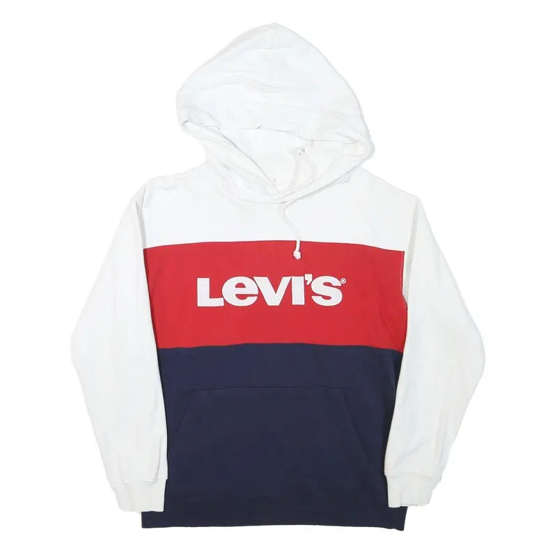 Levi's Mens White Red & Navy Colourblock Hoodie Xs Cotton Blend Casual 1