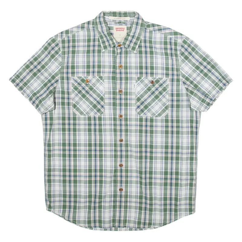Levi's Modern Fit Mens Shirt Green Plaid M 1