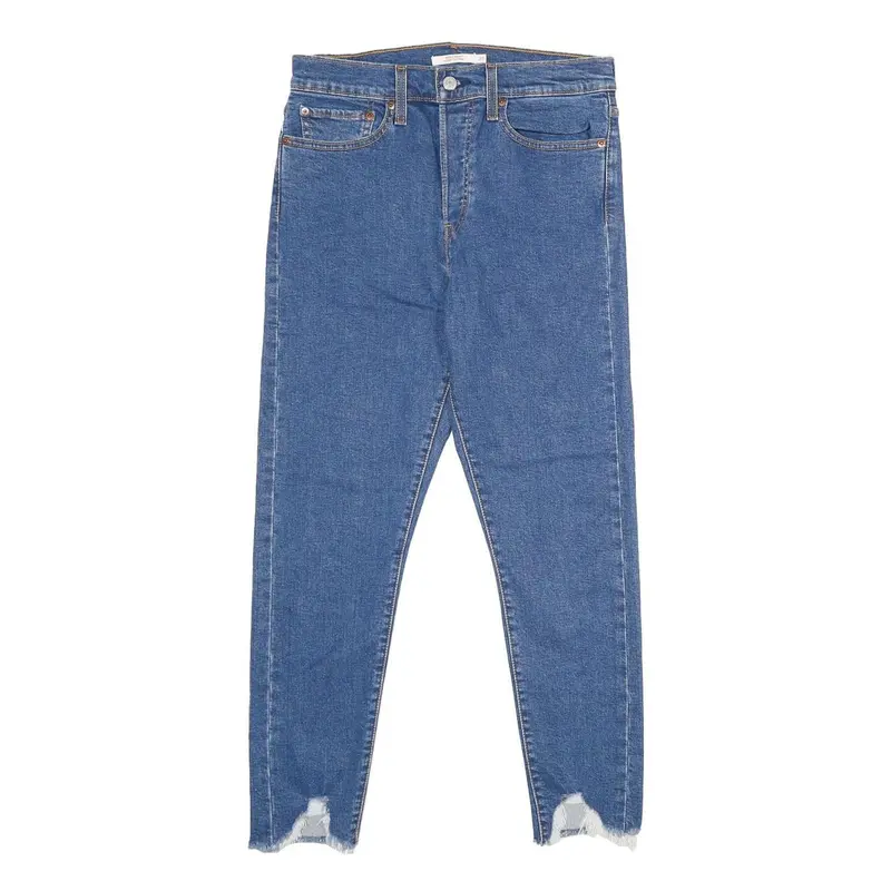 Levi's Wedgie Skinny Womens Jeans Blue Slim Skinny Denim Regular W30 L28 Raw Hem 1