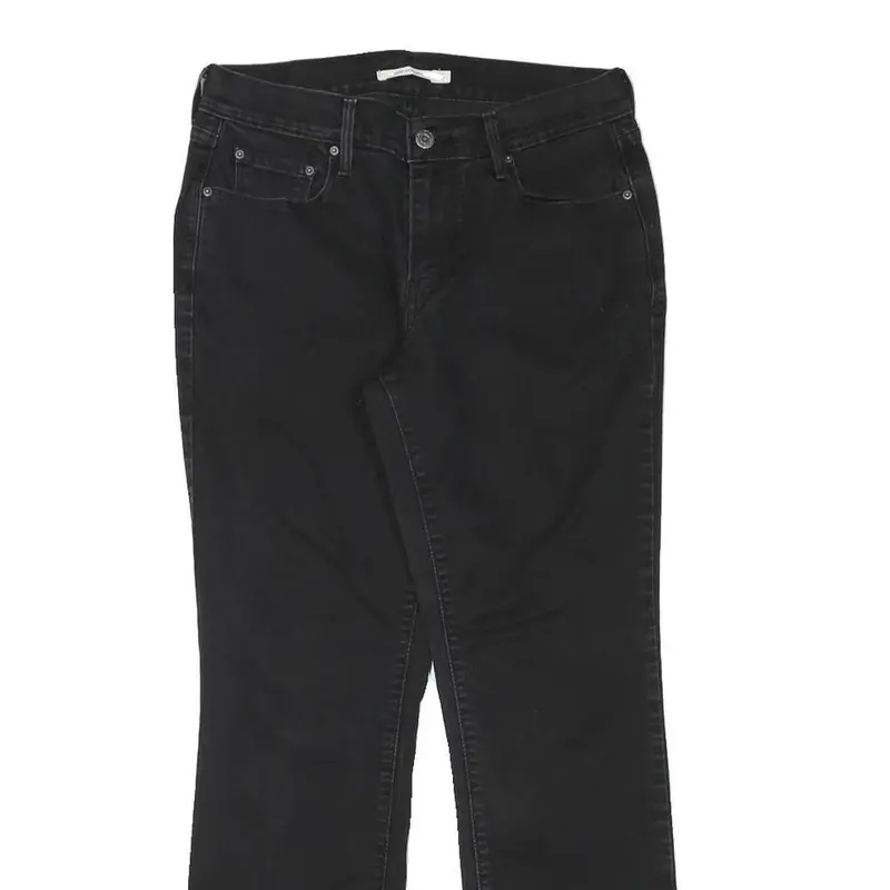 Levi's Womens 505 Regular Fit Straight Leg Denim Black W28 L27 Zip Cotton Blend 2