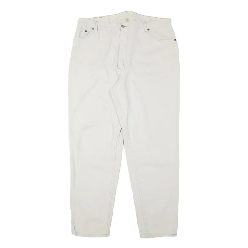Levi's Womens 550 Tapered Relaxed White Denim W36 L30 Cotton Blend Zip Jeans 1