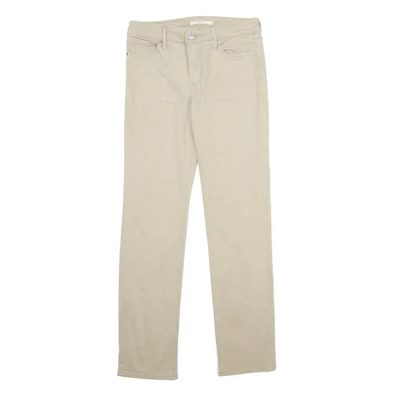 Levi's Womens Beige Slim Slim Straight Trousers W26 L32 Cotton Blend Zip 1