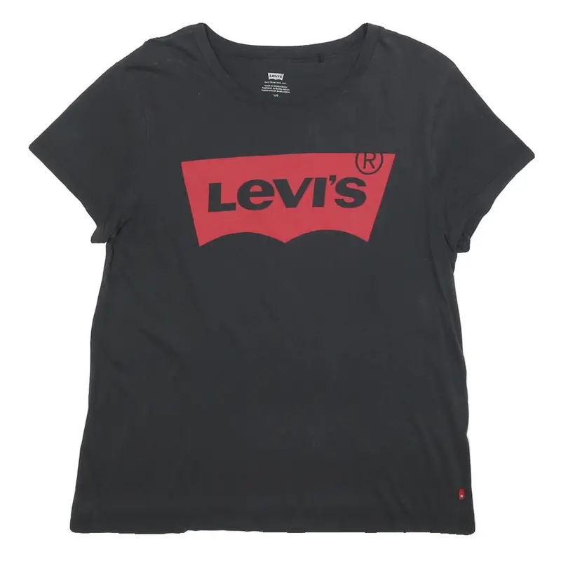 Levi's Womens Black Graphic T-Shirt L Short Sleeve Crew Neck Cotton Blend 1