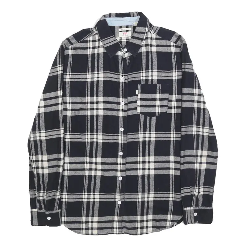 Levi's Womens Black & Grey Check Shirt Xs Cotton Button Front Casual 1