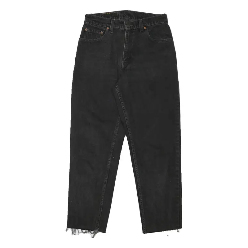 Levi's Womens Black Relaxed Straight Denim Light W27 L26 Painted Pocket Jeans 1