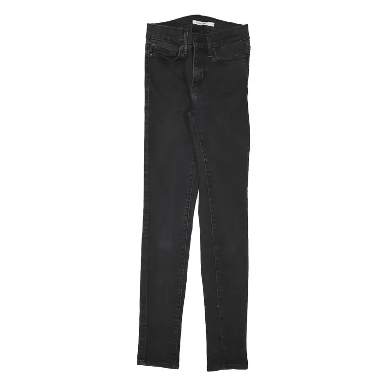 Levi's Womens Black Slim Skinny Denim Medium W23 L29 Stretch Jeans Zip 1