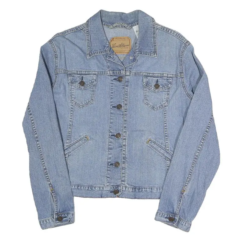 Levi's Womens Blue Denim Button Jacket Uk 12 Cotton Blend Long Sleeve Regular 1