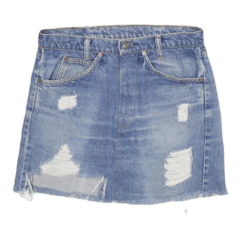 Levi's Womens Blue Denim Mini Skirt Cotton Distressed Casual M 1