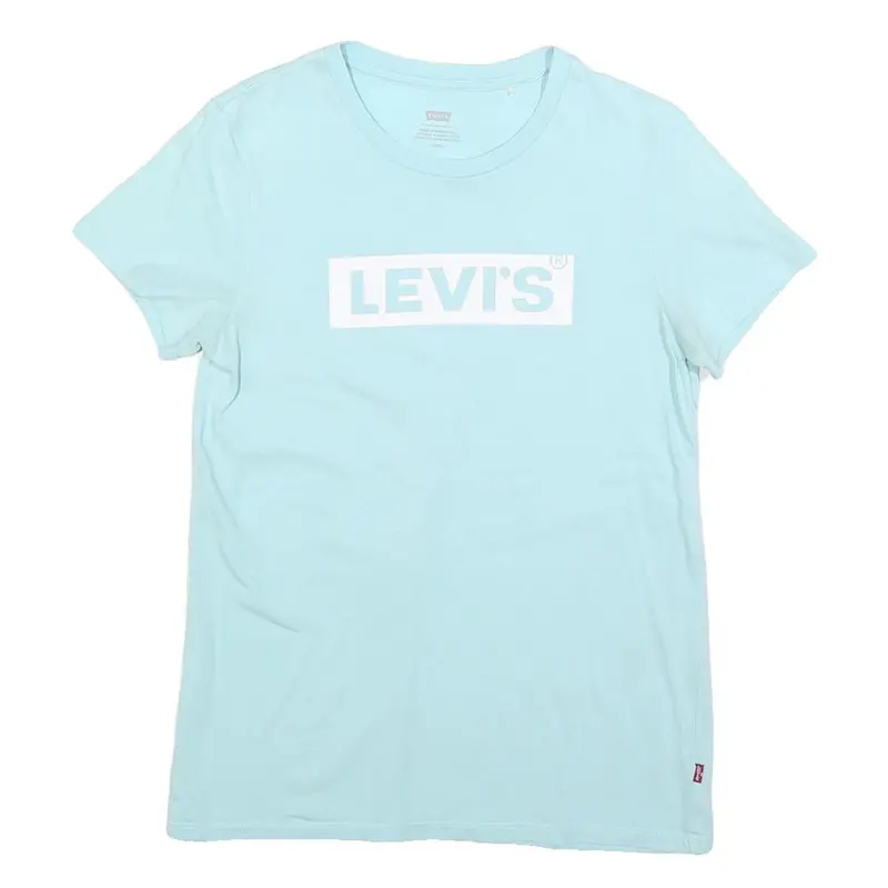 Levi's Womens Blue Graphic T-Shirt S Short Sleeve Crew Neck Cotton Blend 1