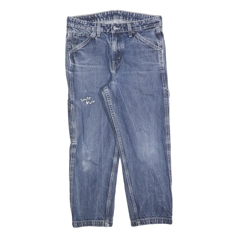 Levi's Womens Blue Regular Straight Denim Rinse Cotton Blend W30 L25 Smile More 1