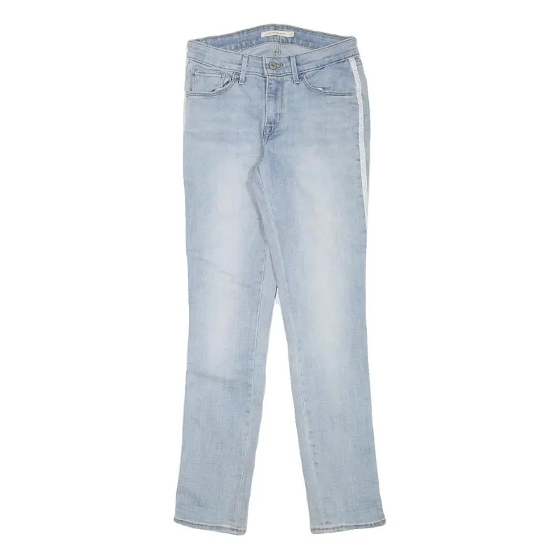 Levi's Womens Blue Slim Skinny Denim Light W27 L29 Side Stripe Cotton Blend Zip 1
