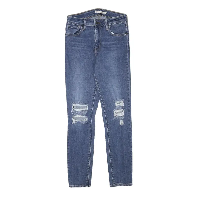 Levi's Womens Blue Slim Skinny Denim Medium W24 L26 Ripped Casual Jeans 1
