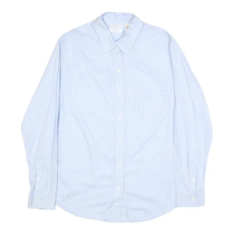 Levi's Womens Blue & White Striped Shirt S Cotton Button Down Long Sleeve 1