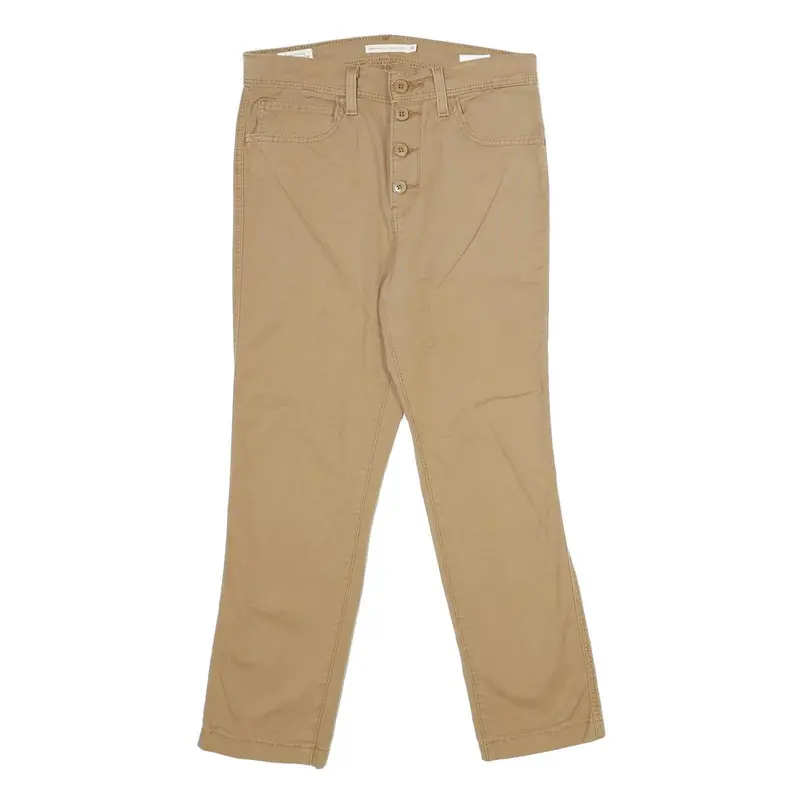 Levi's Womens Cotton Blend Beige Regular Fit Straight Trousers W30 L27 Stylish 1