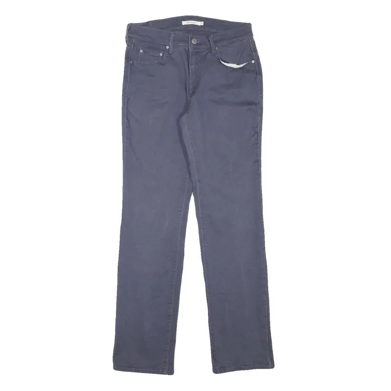 Levi's Womens Cotton Blend Blue Regular Straight Trousers W28 L30 Classic Fit 1