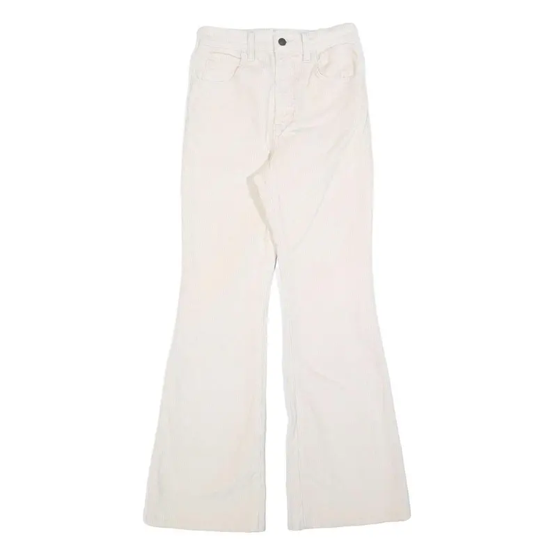 Levi's Womens Cotton Blend Cream Regular Flared Trousers W24 L32 Stylish Comfort 1