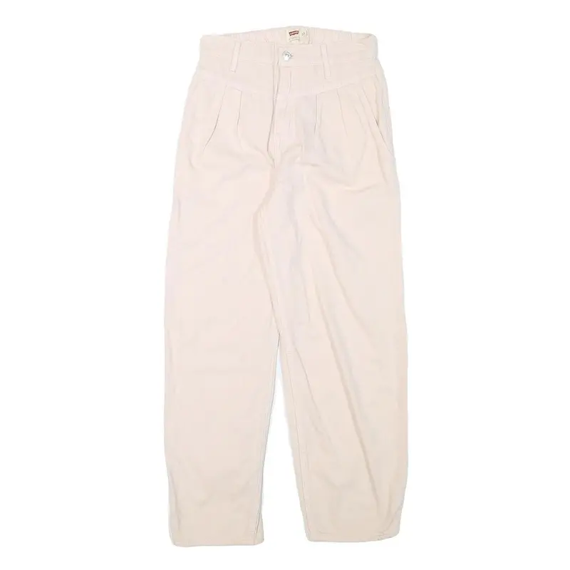 Levi's Womens Cotton Blend Cream Relaxed Straight Trousers W24 L24 Casual 1
