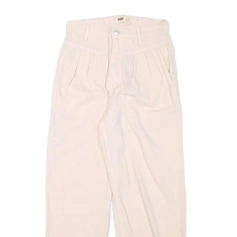 Levi's Womens Cotton Blend Cream Relaxed Straight Trousers W24 L24 Casual 2