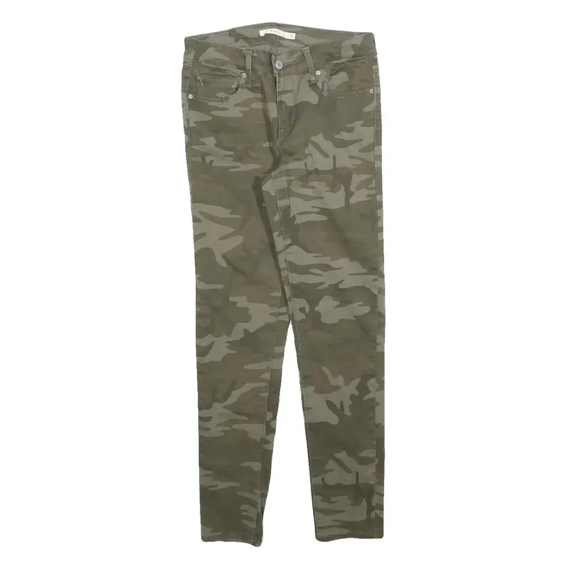 Levi's Womens Cotton Blend Green Camouflage Slim Skinny Trousers W26 L26 1