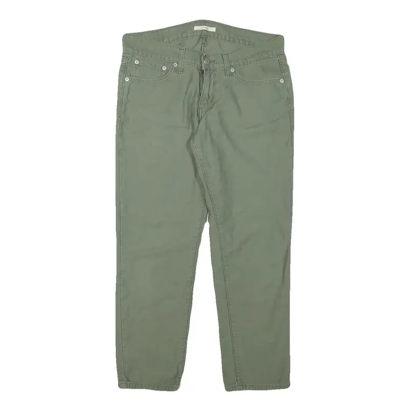 Levi's Womens Cotton Blend Green Slim Straight Trousers W30 L25 Casual Comfort 1