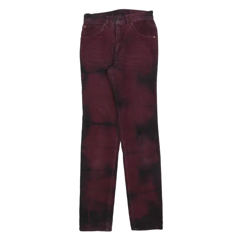 Levi's Womens Cotton Blend Slim Fit Burgundy Trousers W26 L34 Stylish Zip 1