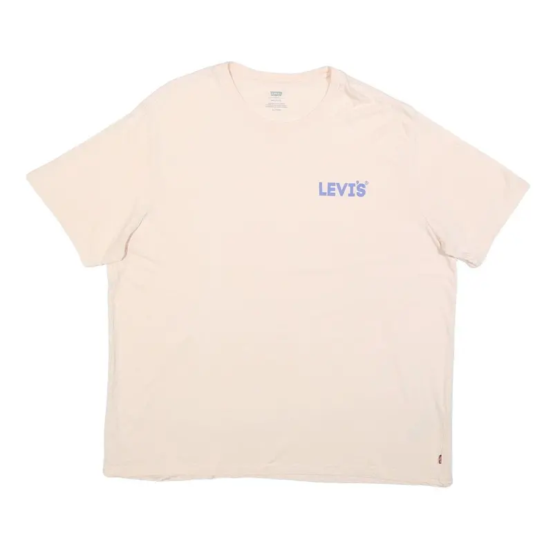 Levi's Womens Cream Graphic T-Shirt Xl Short Sleeve Crew Neck Cotton Blend 1