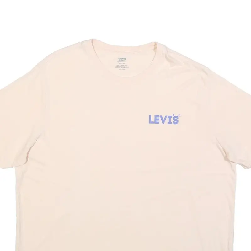 Levi's Womens Cream Graphic T-Shirt Xl Short Sleeve Crew Neck Cotton Blend 2