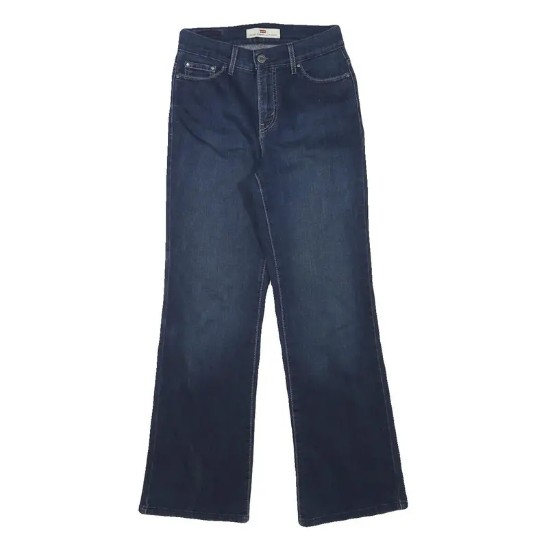 Levi's Womens Dark Blue Regular Flared Denim W26 L28 Zip Cotton Blend Jeans 1
