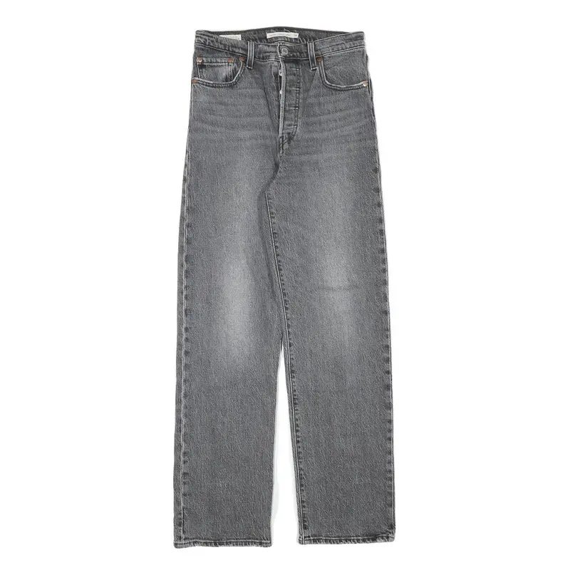 Levi's Womens Grey Denim Straight Regular Fit Jeans W26 L29 Button Closure 1